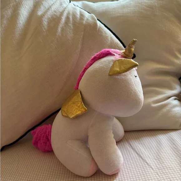Adorable White Unicorn Plush with Gold Accents - Picture 2 of 4